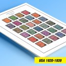 COLOR PRINTED U.S.A. 1920-1939 STAMP ALBUM PAGES (29 illustrated pages)