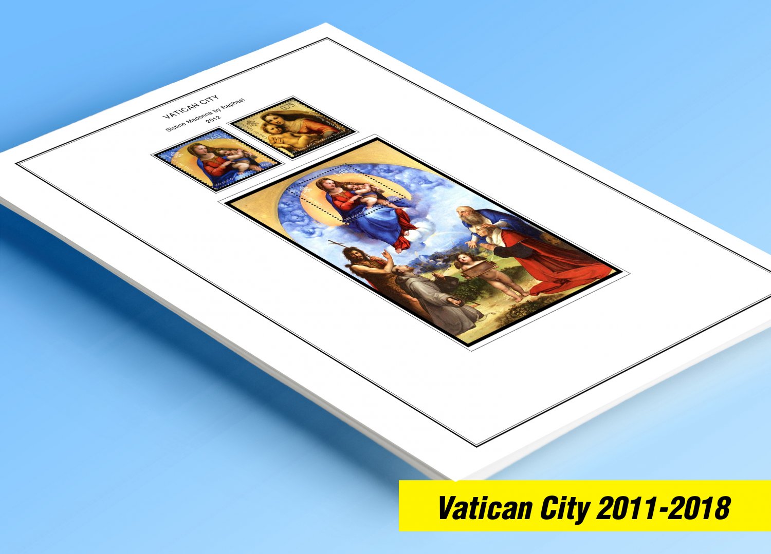 COLOR PRINTED VATICAN CITY 2011-2018 STAMP ALBUM PAGES (36 illustrated pages)