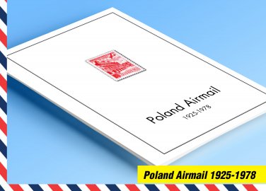 COLOR PRINTED POLAND AIRMAIL 1925-1978 STAMP ALBUM PAGES  (14 illustrated pages)