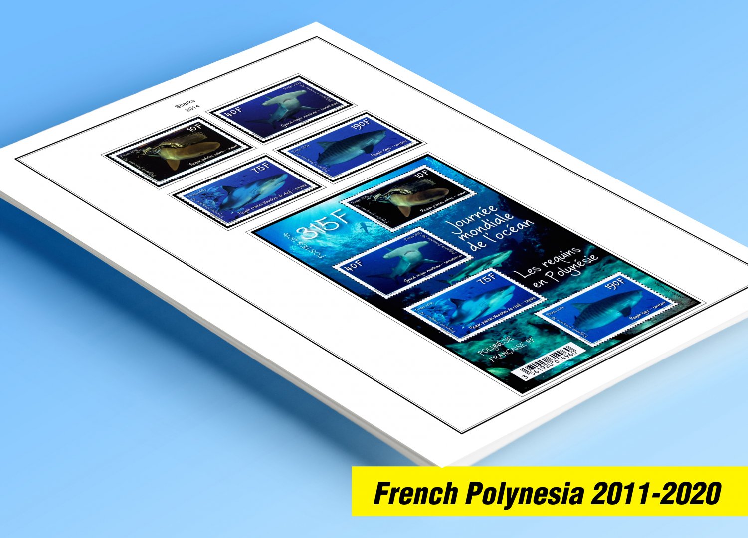 COLOR PRINTED FRENCH POLYNESIA 2011-2020 STAMP ALBUM PAGES (45 illustrated pages)