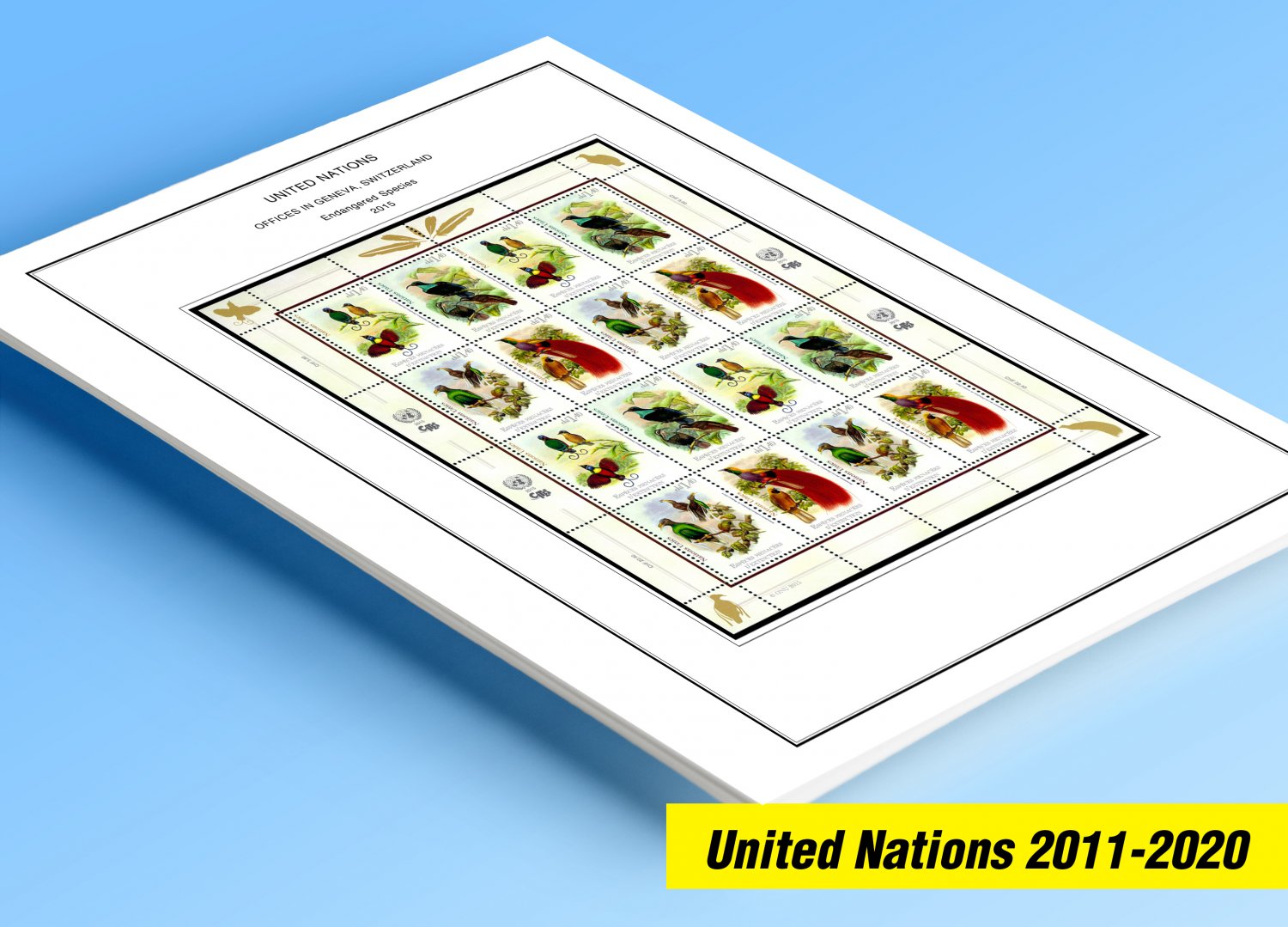 COLOR PRINTED UNITED NATIONS 2011-2020 STAMP ALBUM PAGES (196 illustrated pages)
