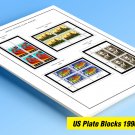 COLOR PRINTED US PLATE BLOCKS 1990-1999 STAMP ALBUM PAGES (119 illustrated pages)