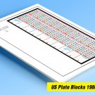 COLOR PRINTED US PLATE BLOCKS 1980-1989 STAMP ALBUM PAGES (104 illustrated pages)