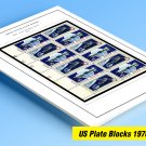 COLOR PRINTED US PLATE BLOCKS 1970-1975 STAMP ALBUM PAGES (68 illustrated pages)