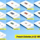 COLOR PRINTED FRENCH COLONIES [x13] 1859-1947 STAMP ALBUM PAGES (141 illustrated pages)