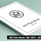 PRINTED U.S.A. PLATE BLOCKS 1901-2010 + 2011-2020 PRINTED STAMP ALBUM PAGES (888 pages)