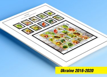 COLOR PRINTED UKRAINE 2016-2020 STAMP ALBUM PAGES (50 illustrated pages)