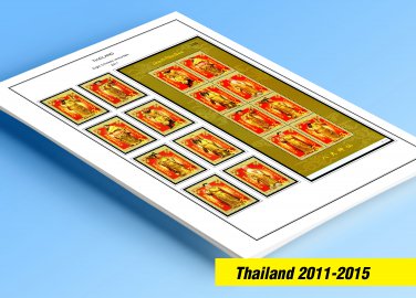 COLOR PRINTED THAILAND 2011-2015 STAMP ALBUM PAGES (97 illustrated pages)
