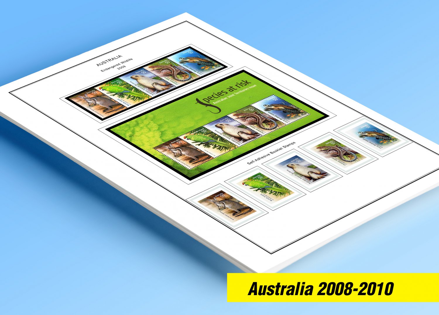 COLOR PRINTED AUSTRALIA 2008-2010 STAMP ALBUM  PAGES (71 illustrated pages)