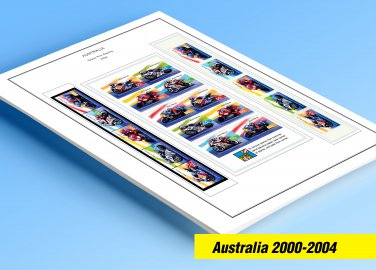COLOR PRINTED AUSTRALIA 2000-2004 STAMP ALBUM PAGES (84 illustrated pages)