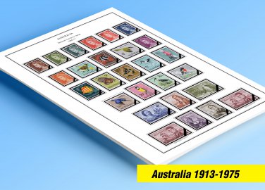 COLOR PRINTED AUSTRALIA 1913-1975 STAMP ALBUM PAGES (61 illustrated pages)
