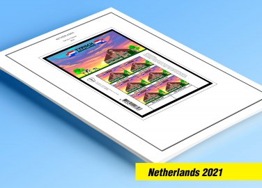 COLOR PRINTED NETHERLANDS 2021 STAMP ALBUM PAGES (19 illustrated pages)