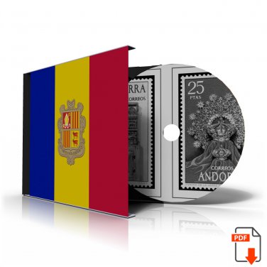 ANDORRA [FR. + SP.] 1875-2020 STAMP ALBUM PAGES (166 PDF b&w illustrated pages)