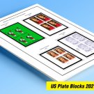 COLOR PRINTED US PLATE BLOCKS 2021-2022 STAMP ALBUM PAGES (22 illustrated pages)