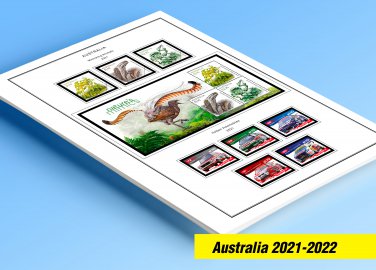 COLOR PRINTED AUSTRALIA 2021-2022 STAMP ALBUM PAGES (50 illustrated pages)
