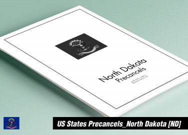 PRINTED NORTH DAKOTA [TOWN-TYPE] PRECANCELS STAMP ALBUM PAGES (38 pages)