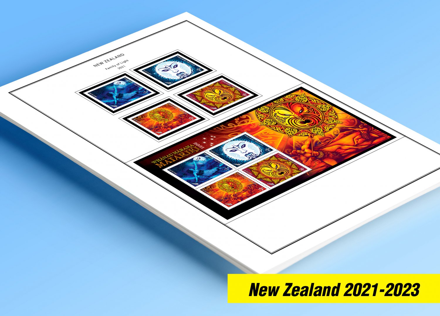 COLOR PRINTED NEW ZEALAND 2021-2023 STAMP ALBUM PAGES (56 illustrated pages)