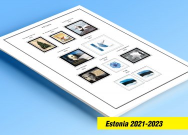 COLOR PRINTED ESTONIA 2021-2024 STAMP ALBUM PAGES (17 illustrated pages)