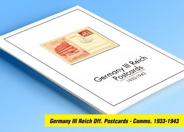 COLOR PRINTED GERMANY III REICH COMMEMORATIVE POSTCARDS 1933-1943 STAMP ALBUM PAGES (91 ill. pages)