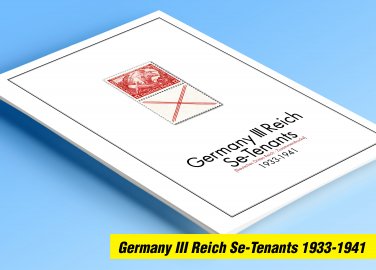 COLOR PRINTED GERMANY III REICH SE-TENANTS 1933-1941 STAMP ALBUM PAGES (56 illustrated pages)
