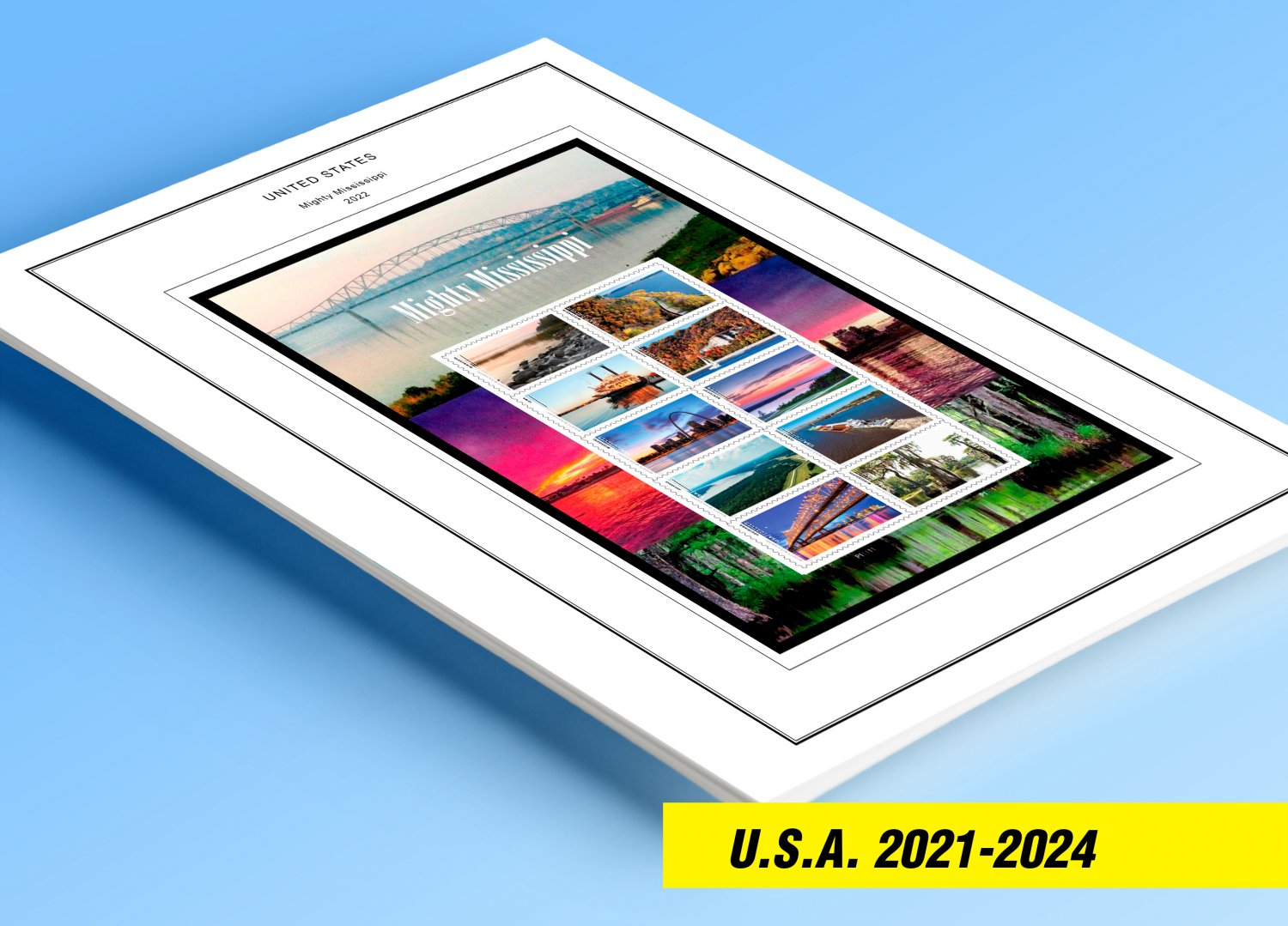COLOR PRINTED U.S.A. 2021-2024 STAMP ALBUM PAGES (47 illustrated pages)
