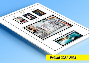 COLOR PRINTED POLAND 2021-2024 STAMP ALBUM PAGES (46 illustrated pages)