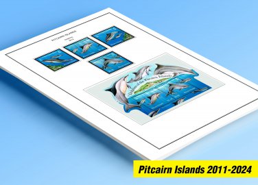 COLOR PRINTED PITCAIRN ISLANDS 2011-2024 STAMP ALBUM PAGES (42 illustrated pages)