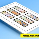COLOR PRINTED MACAO [SAR] 2021-2024 STAMP ALBUM PAGES (55 illustrated pages)