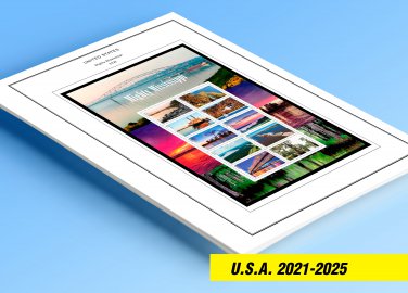COLOR PRINTED U.S.A. 2021-2025 STAMP ALBUM PAGES (62 illustrated pages)