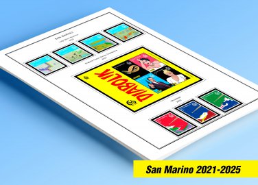 COLOR PRINTED SAN MARINO 2021-2025 STAMP ALBUM PAGES (25 illustrated pages)