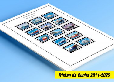 COLOR PRINTED TRISTAN DA CUNHA 2011-2025 STAMP ALBUM PAGES (62 illustrated pages)
