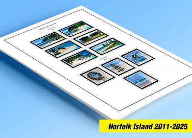 COLOR PRINTED NORFOLK ISLAND 2011-2025 STAMP ALBUM PAGES (48 illustrated pages)