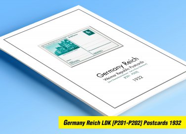 COLOR PRINTED GERMANY REICH LDK POSTCARDS 1932 STAMP ALBUM PAGES (90 illustrated pages)