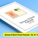 COLOR PRINTED GERMANY III REICH PRIVATE POSTCARDS 1933-1937 STAMP ALBUM PAGES (88 ill. pages)