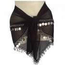 Black Belly Dancer Hip Scarf 2 Lines