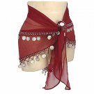 Maroon Belly Dancing Hip Scarf 2 Line