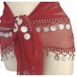 Maroon Belly Dancing Hip Scarf 2 Line