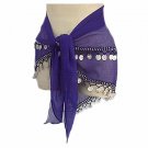 Blue Belly Dancing Hip Scarf 2 Lines