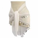 White Belly Dancer Hip Scarf 2 Lines
