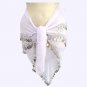 White Chiffon Belly Dancing Hip Scarf 3 Lines