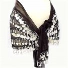 4 Line Belly Dancing Black Chiffon Hip Scarf