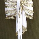 White Belly Dancer Hip Scarf 5 Lines Gold