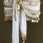 White Belly Dancer Hip Scarf 5 Lines Gold