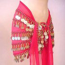 New Magenta BELLY DANCE Costume hip Scarf 5 line