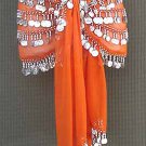 Orange BELLY DANCING Costume hip scarf 5 Lines