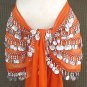 Orange BELLY DANCING Costume hip scarf 5 Lines