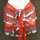 Orange Belly Dancer DANCING Hip Scarf 3 Line Belt