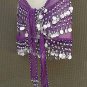 Purple Belly Dancer Dancing Costume Hip Scarf 3 Line Belt