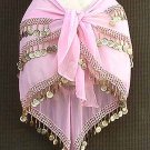 Pink Belly Dance Hip Scarf 3 Rows