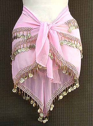 Pink Belly Dance Hip Scarf 3 Rows